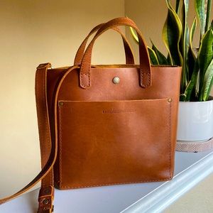 Portland Leather Goods Mini Crossbody Tote in Honey